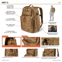 5.11 RUSH24 2.0 ZAINO MULTICAM 37LT