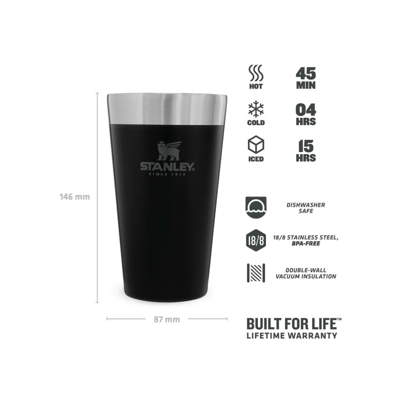 STANLEY ADVENTURE PINTA BIRRA INPILABILE 470ML MATTE BLACK PEBBLE