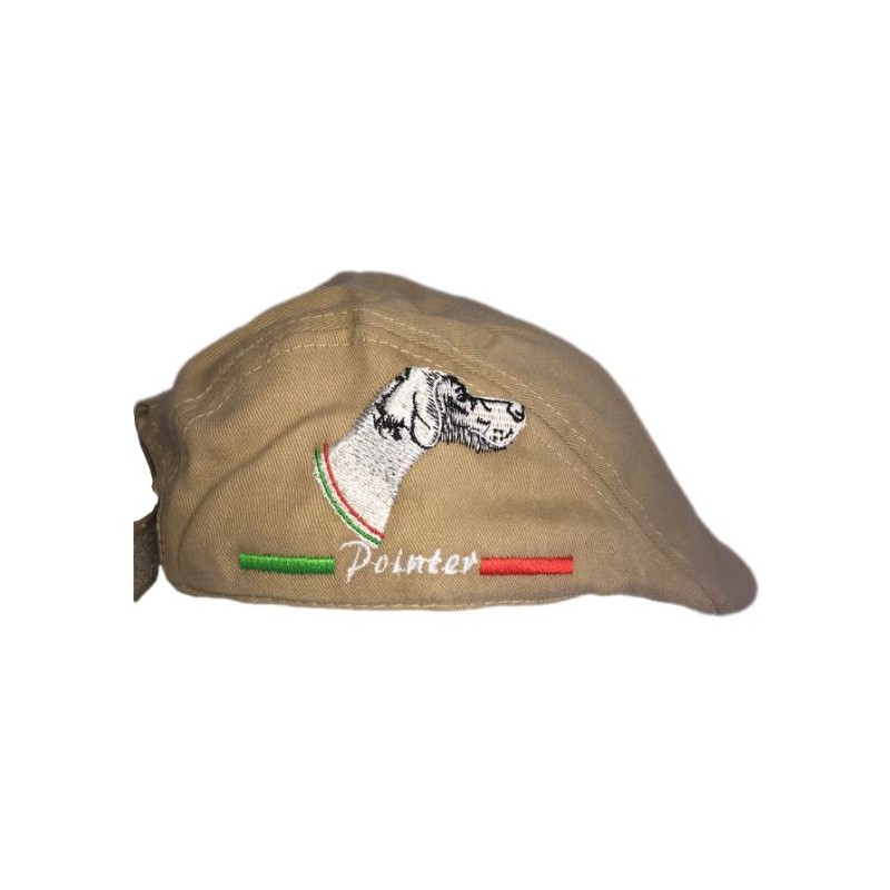 COPPOLA TELA BEIGE CON RICAMO BIANCO  POINTER ITALIA (SOLO TESTA)